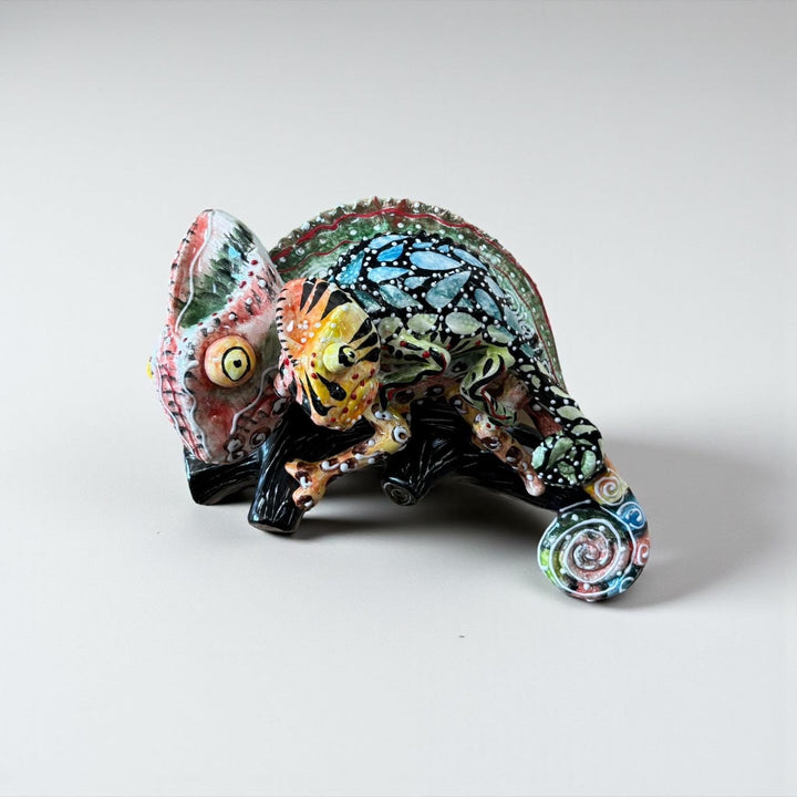 Beautiful Hand Painted Mexican Talavera Chameleon Momma & Baby Wall Decor