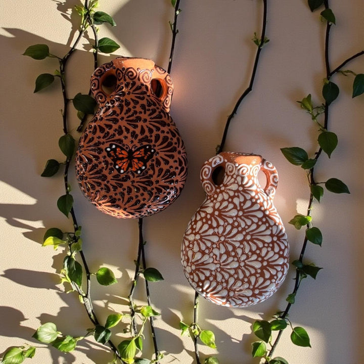 Hand Painted Mexican Talavera Greece-Inspired Wall Vase – Assorted Designs