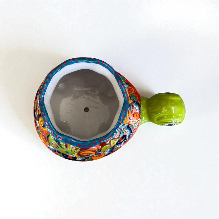 Hand Painted Mexican Talavera Lime Turtle Planter Pot – Free Shipping (Contiguous U.S. Only)