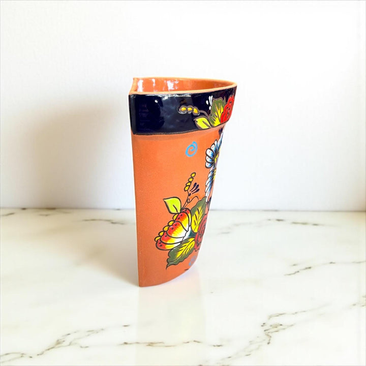 Hand Painted Mexican Talavera Terracotta Wall Half Standard Planter Pot – Assorted Designs