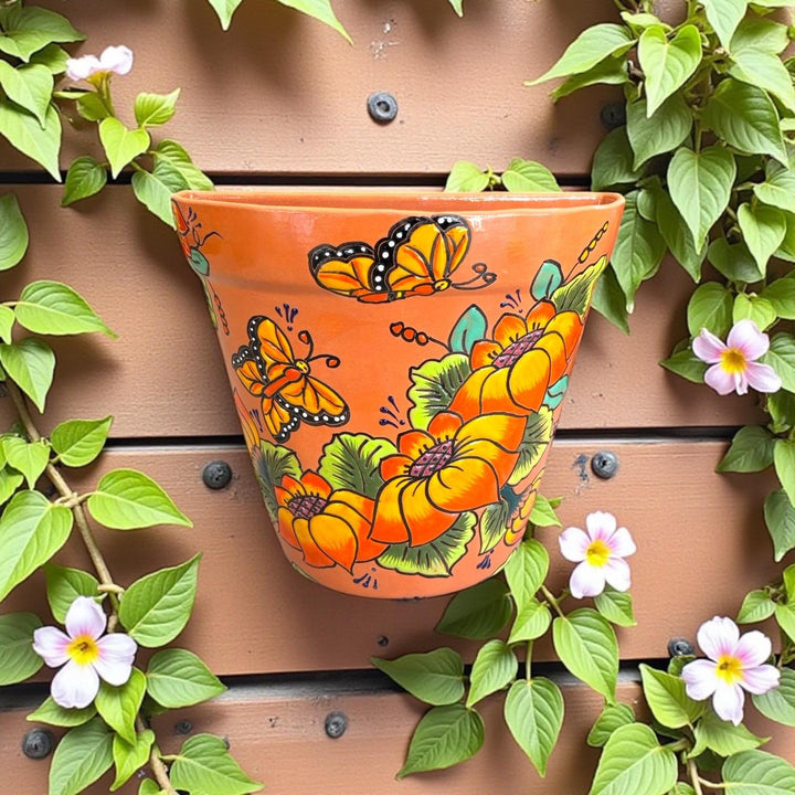 Hand Painted Mexican Talavera Terracotta Wall Half Standard Planter Pot – Assorted Designs
