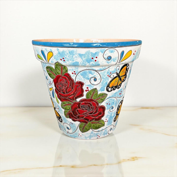 Hand Painted Frida Kahlo Inspired Mexican Talavera Planter Pot — Assorted Designs – Free Shipping (Contiguous U.S. Only)