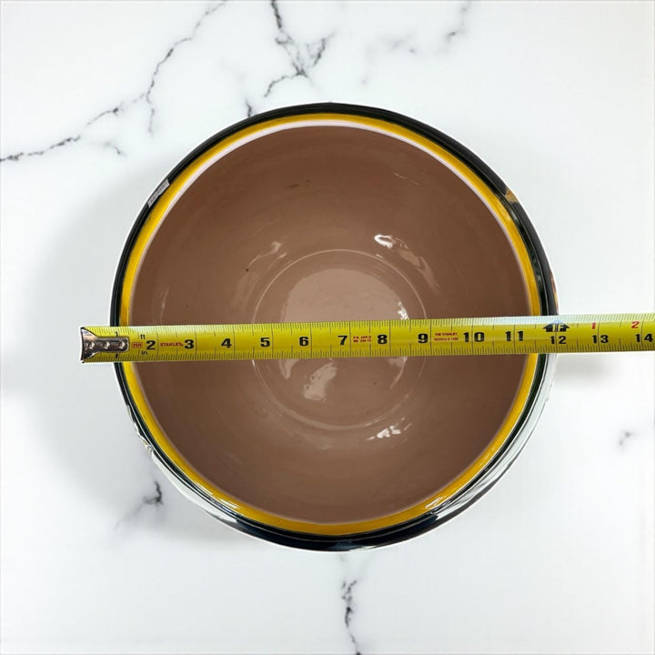 Handpainted Mexican Talavera Round Planter, Black Floral Hummingbird Design – Free Shipping (Contiguous U.S. Only)