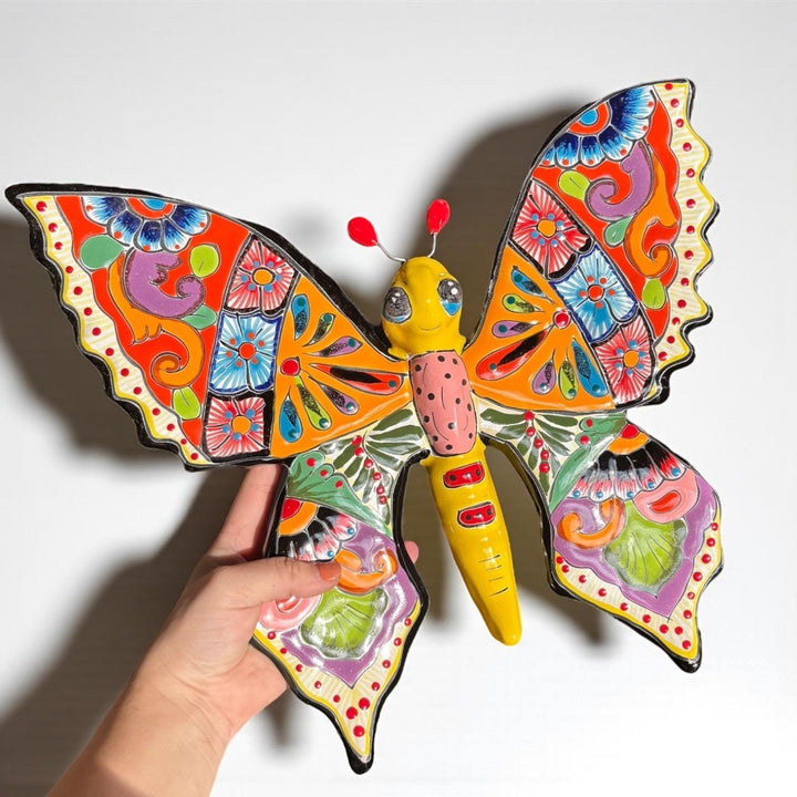 Beautiful Hand Painted Mexican Talavera Folkart Butterfly Wall Decor