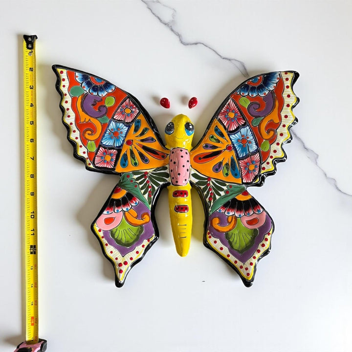 Beautiful Hand Painted Mexican Talavera Folkart Butterfly Wall Decor