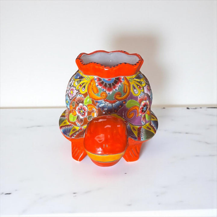 Hand Painted Mexican Talavera Orange Turtle Planter Pot – Free Shipping (Contiguous U.S. Only)
