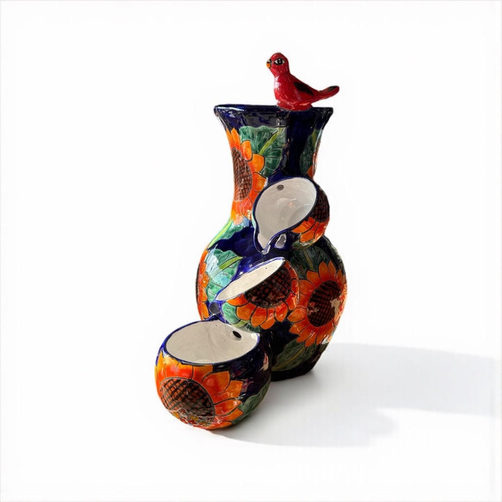 Beautiful Hand-Painted Talavera Sunflower Tabletop Water Fountain – Free Shipping (Contiguous U.S. Only)
