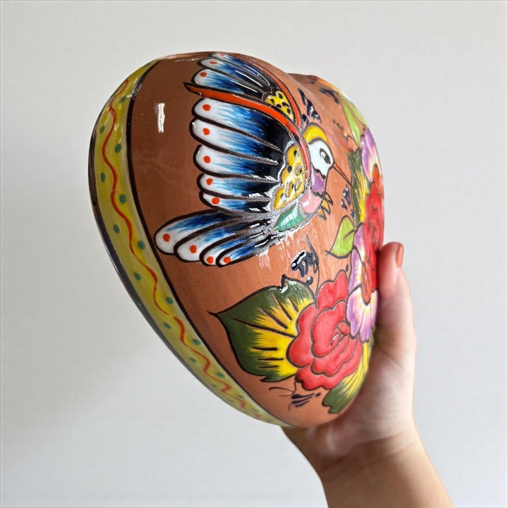 Hand Painted Mexican Talavera Heart Wall Decor, Ceramic Garden Stone (Assorted Designs)