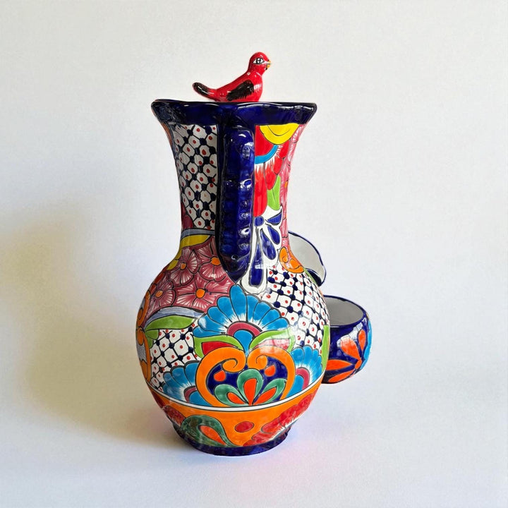 Vibrant Hand Painted Mexican Talavera Tabletop Tier Water Fountain, Dark Blue – Free Shipping (Contiguous U.S. Only)