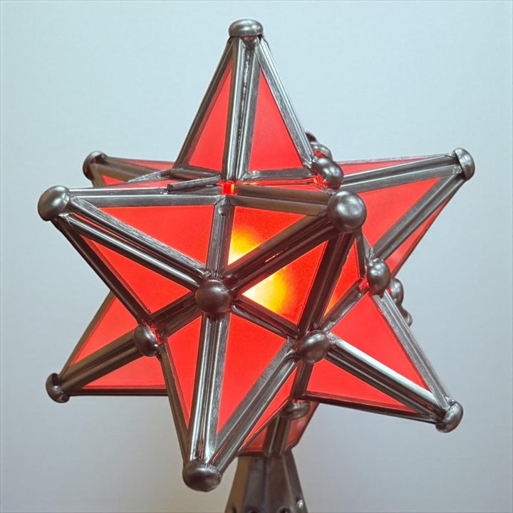 Handmade Mexican Folkart Tin Light-Up Christmas Tree Luminary (Star Topper Color May Vary)