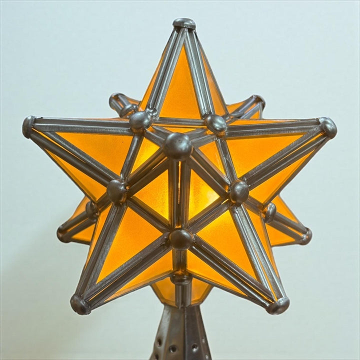 Handmade Mexican Folkart Tin Light-Up Christmas Tree Luminary (Star Topper Color May Vary)