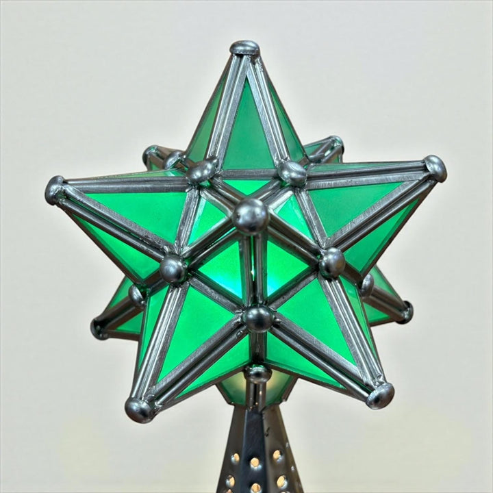 Handmade Mexican Folkart Tin Light-Up Christmas Tree Luminary (Star Topper Color May Vary)