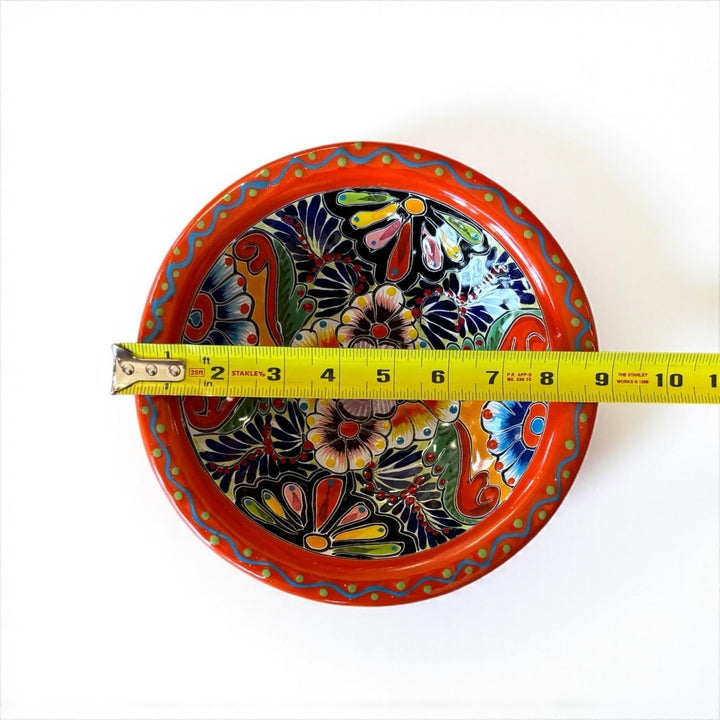 Hand Painted Mexican Talavera Vibrant Orange Salsa Bowl “Salsera”