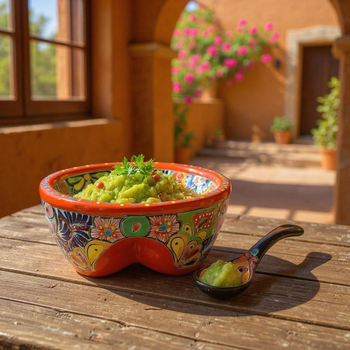 Hand Painted Mexican Talavera Vibrant Orange Salsa Bowl “Salsera”