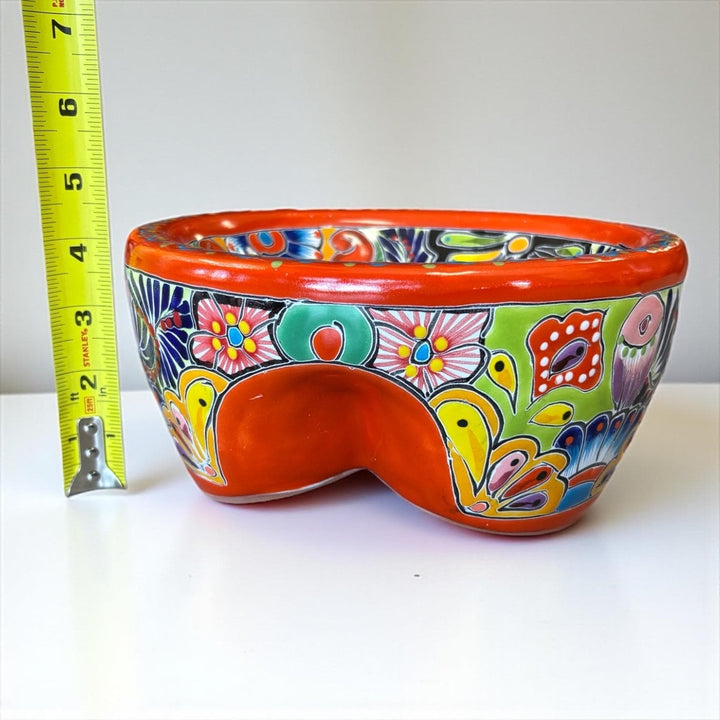Hand Painted Mexican Talavera Vibrant Orange Salsa Bowl “Salsera”