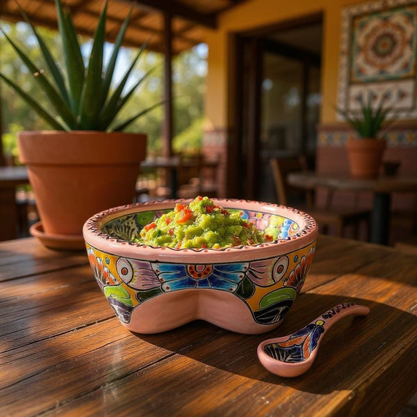 Hand Painted Mexican Talavera Colorful Pink Salsa Bowl “Salsera”