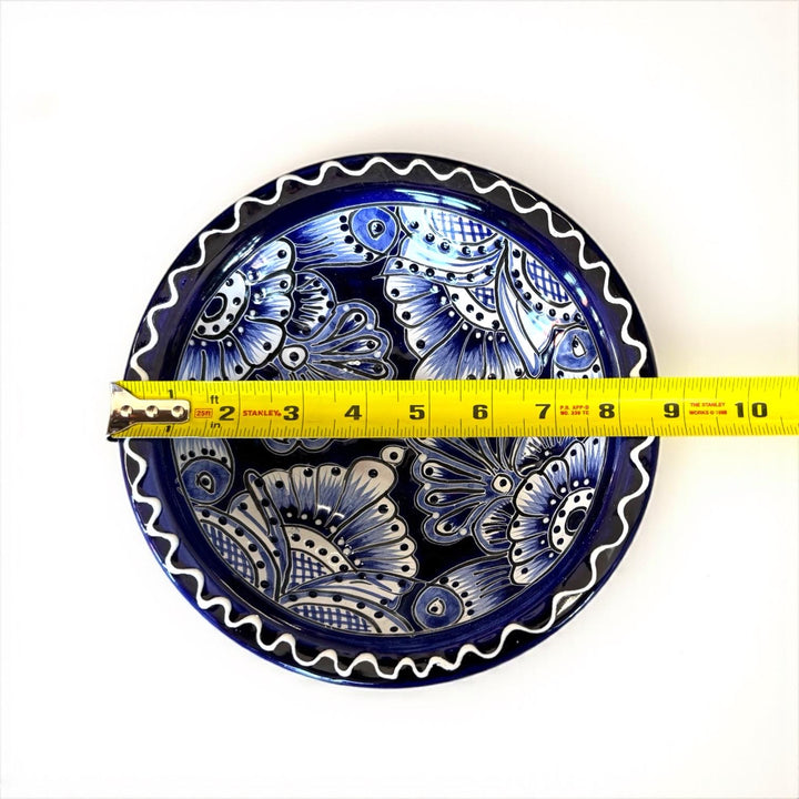 Hand Painted Mexican Talavera Classic Dark Blue & White Salsa Bowl “Salsera”