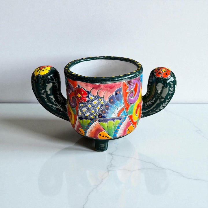 Cute Hand Painted Talavera Cactus Planter Pot – Assorted Colors