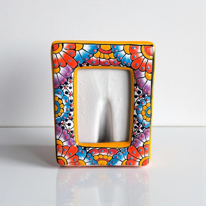 Hand Painted Mexican Talavera Vertical Picture Frame — Assorted Colors (Varying Design)