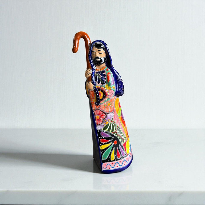 Hand Painted Mexican Talavera Mary Joseph Vibrant Christmas Figures