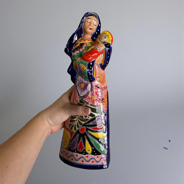 Hand Painted Mexican Talavera Mary Joseph Vibrant Christmas Figures