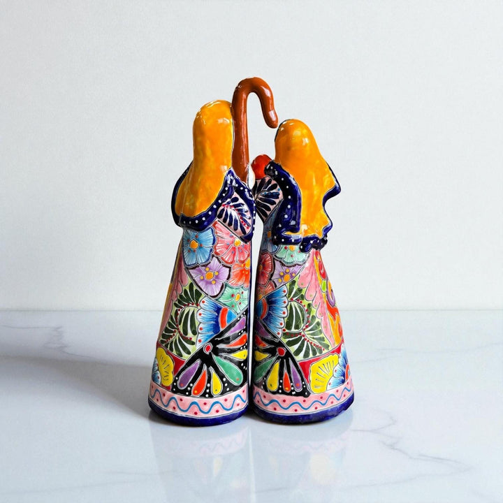 Hand Painted Mexican Talavera Mary Joseph Vibrant Christmas Figures
