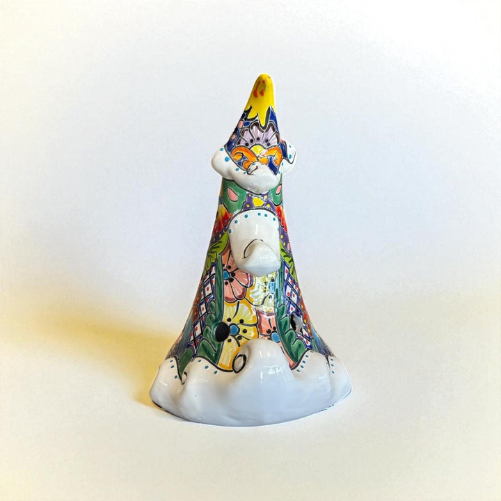 Hand Painted Talavera White Snowy Christmas Tree Luminary Decor