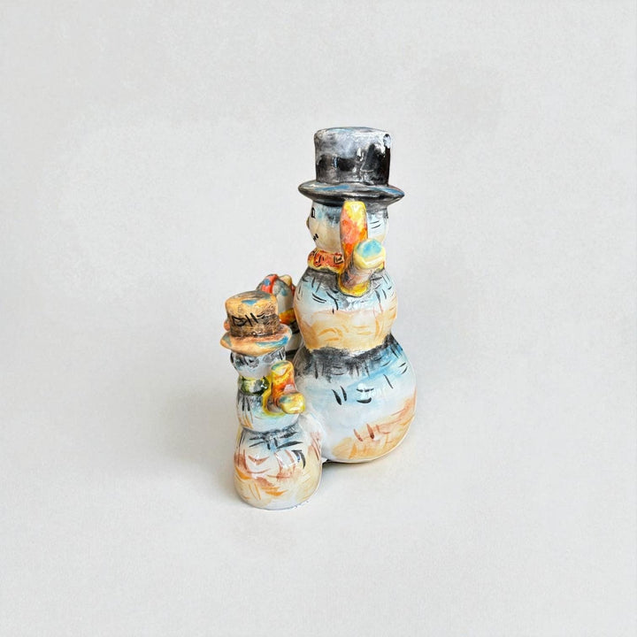 Hand Painted Mexican Talavera Christmas Snowman Family Decor