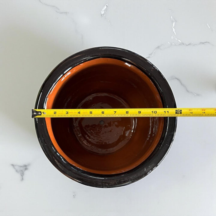 Hand Painted Mexican Black Clay and Black Cauldron Handle Planter Pot – Free Shipping (Contiguous U.S. Only)