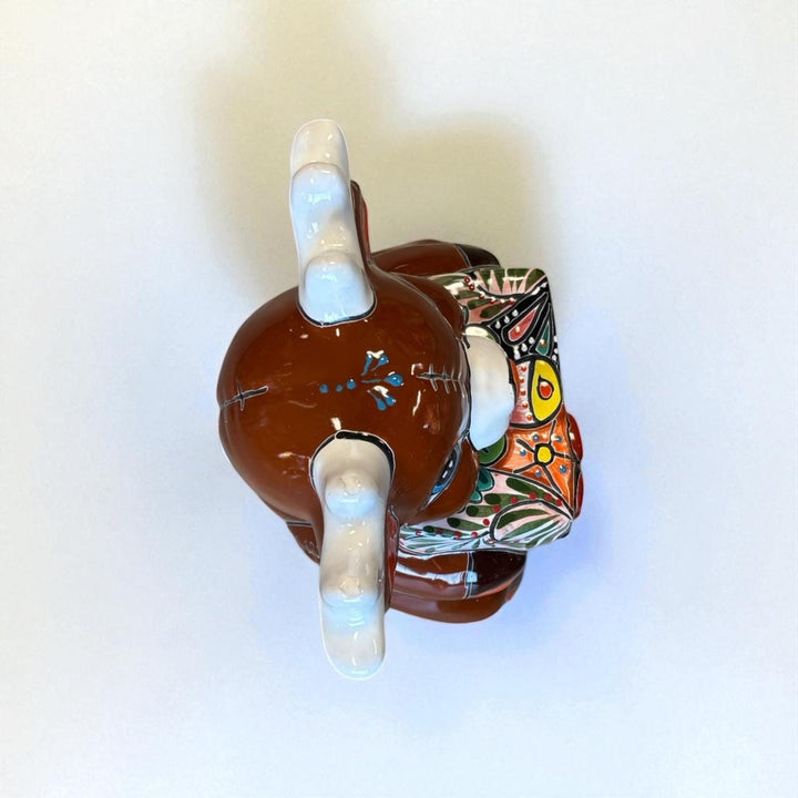 Hand Painted Talavera Brown Reindeer with Gift Christmas Luminary Decor