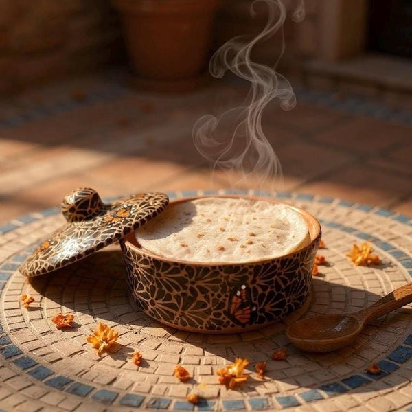 Hand Painted Rustic Talavera Brown and Dark Chocolate Monarch Butterfly “Tortillero” (Cielito Lindo Inspired)