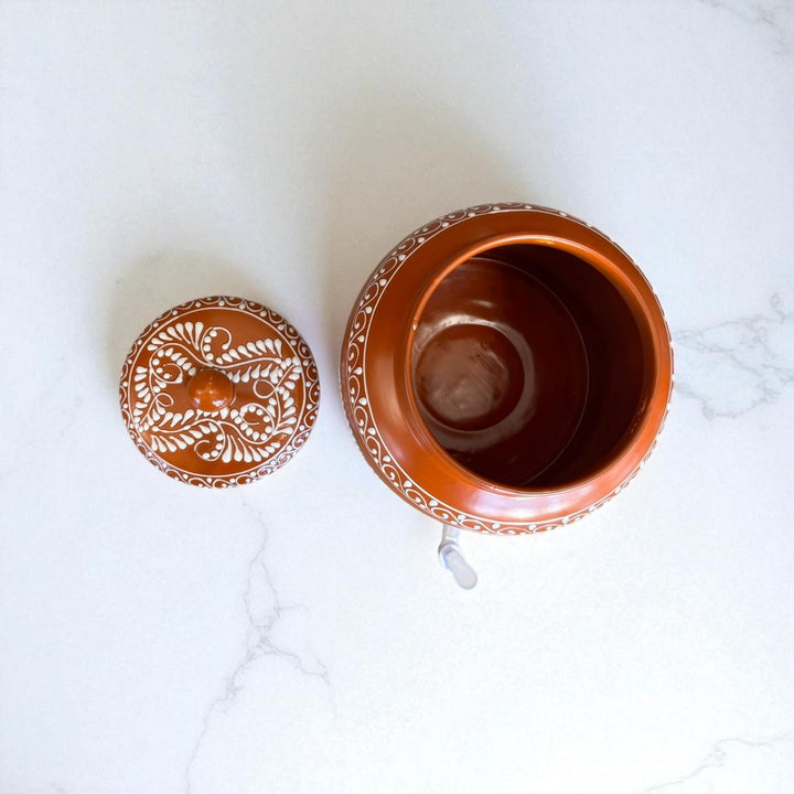 Beautiful Hand Painted Rustic Brown & White Floral Vines Water Dispenser “Portagarrafon” – Free Shipping (Contiguous U.S. Only)