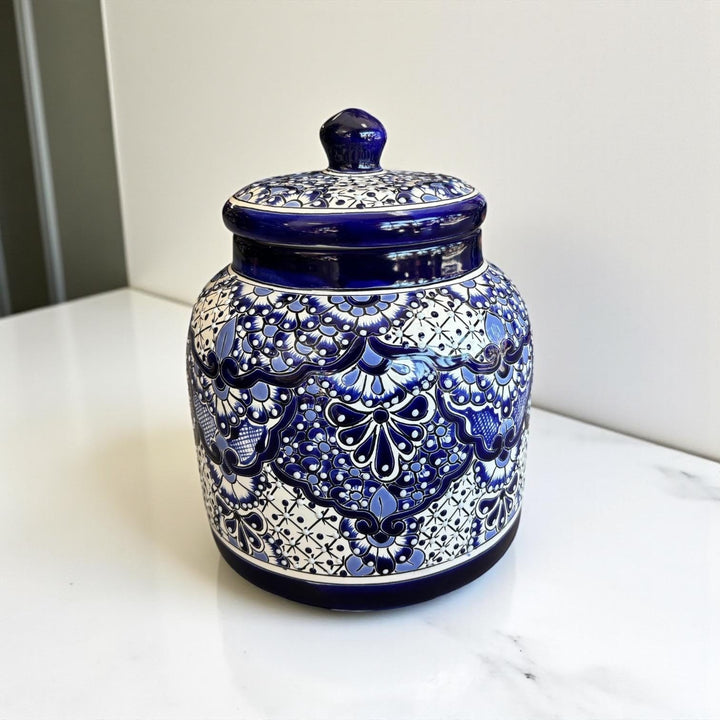 Beautiful Hand Painted Talavera Blue & White Water Dispenser “Portagarrafon” (Varying Design) – Free Shipping (Contiguous U.S. Only)