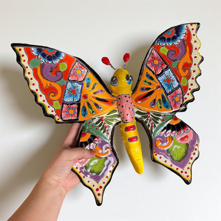 Beautiful Hand Painted Mexican Talavera Folkart Butterfly Wall Decor