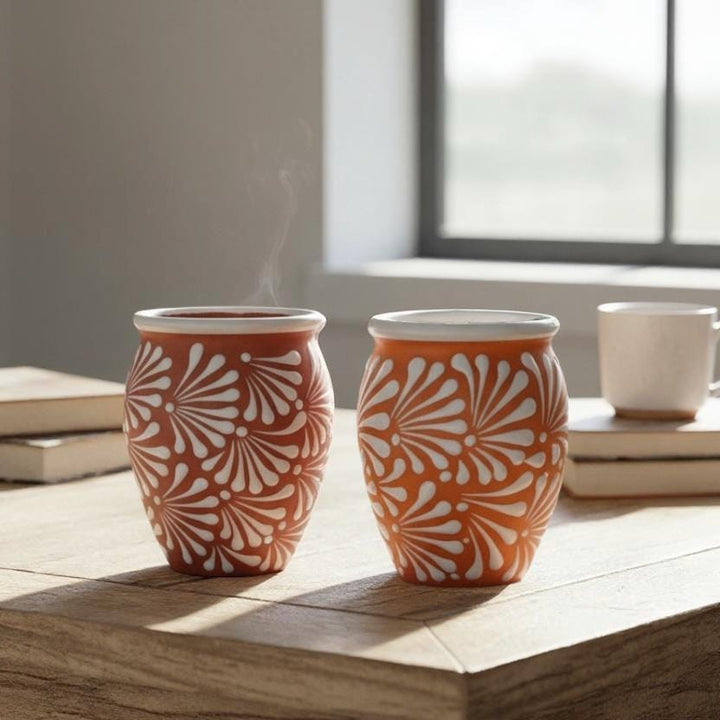 Hand Painted Large Brown and White Rustic Clay Cantarito – Assorted Quantities