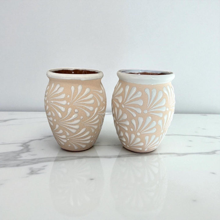 Hand Painted Large Ivory Cream and White Rustic Clay Cantarito – Assorted Quantities