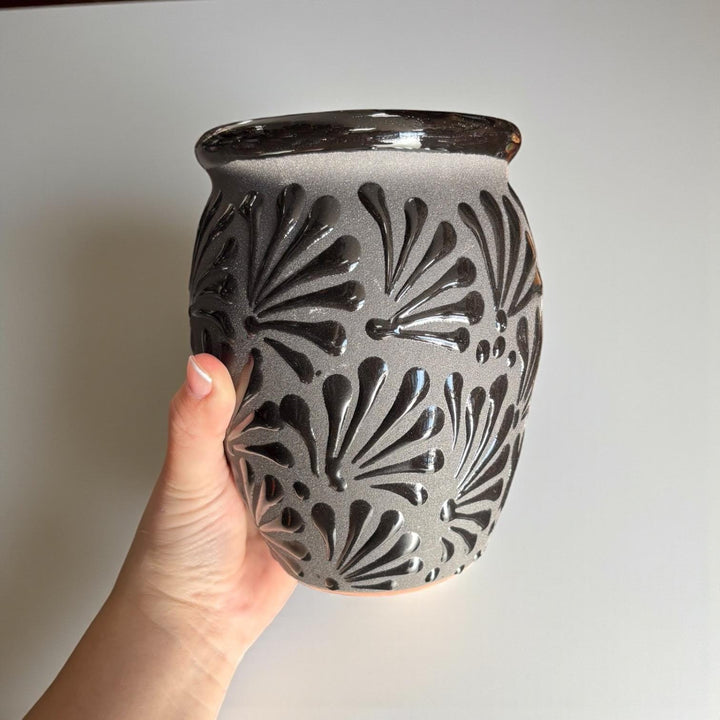 Hand Painted Large Charcoal and Black Rustic Clay Cantarito – Assorted Quantities