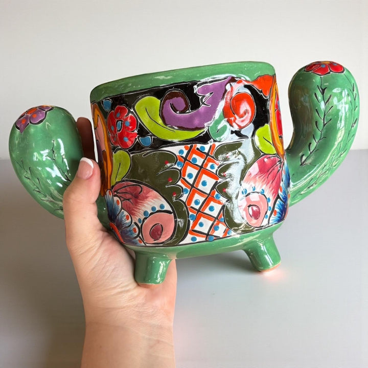Cute Hand Painted Talavera Cactus Planter Pot – Assorted Colors