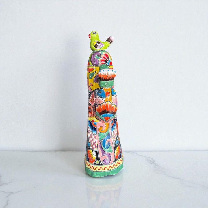 Hand Painted Mexican Talavera Cactus with Resting Birds – Free Shipping (Contiguous U.S. Only)