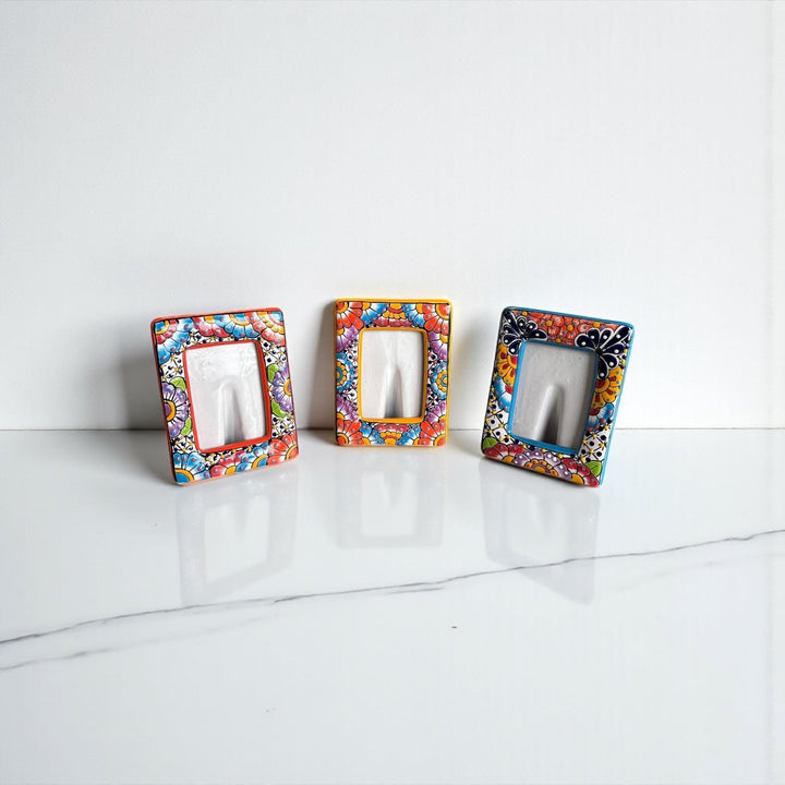 Hand Painted Mexican Talavera Vertical Picture Frame — Assorted Colors (Varying Design)