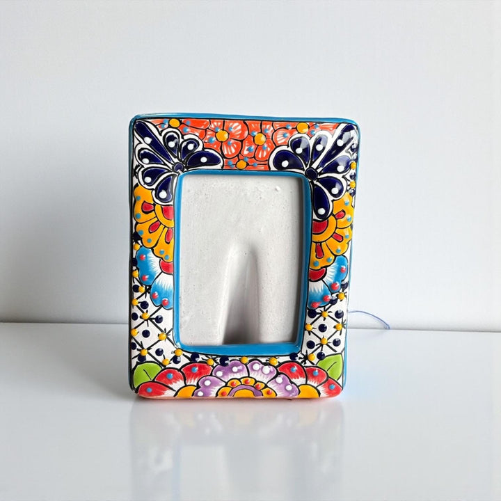 Hand Painted Mexican Talavera Vertical Picture Frame — Assorted Colors (Varying Design)