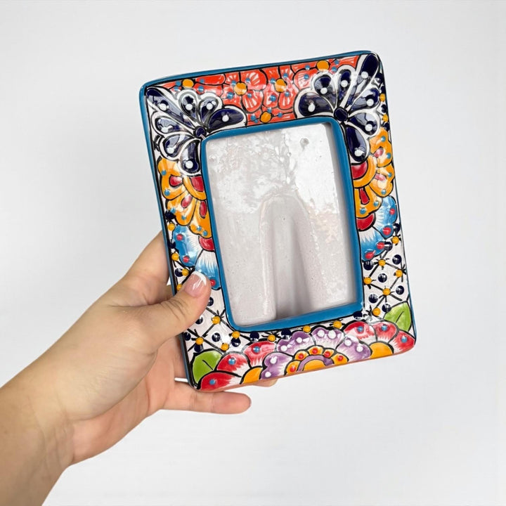 Hand Painted Mexican Talavera Vertical Picture Frame — Assorted Colors (Varying Design)
