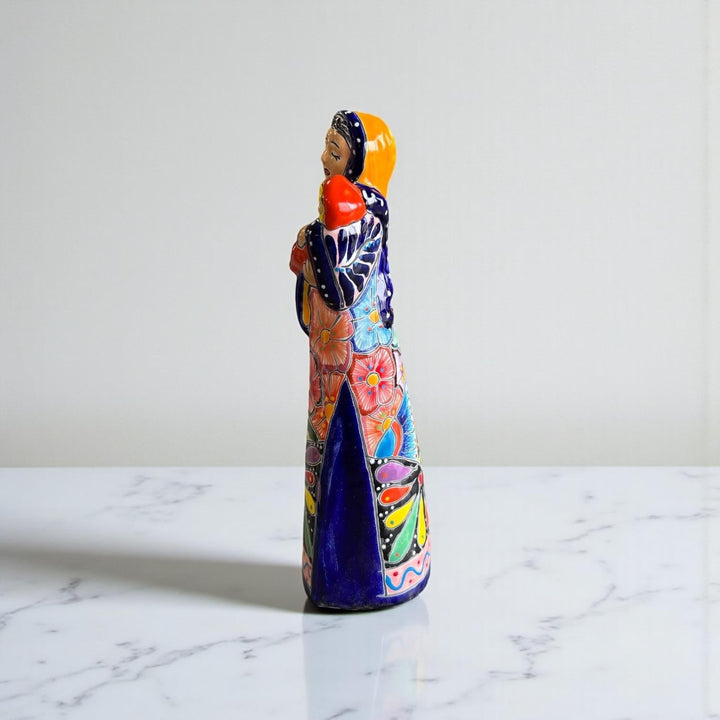 Hand Painted Mexican Talavera Mary Joseph Vibrant Christmas Figures