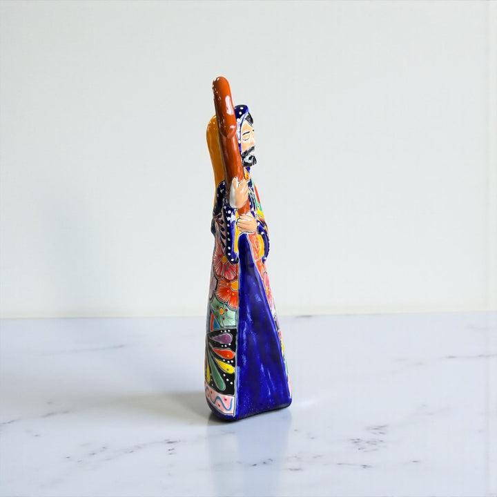 Hand Painted Mexican Talavera Mary Joseph Vibrant Christmas Figures