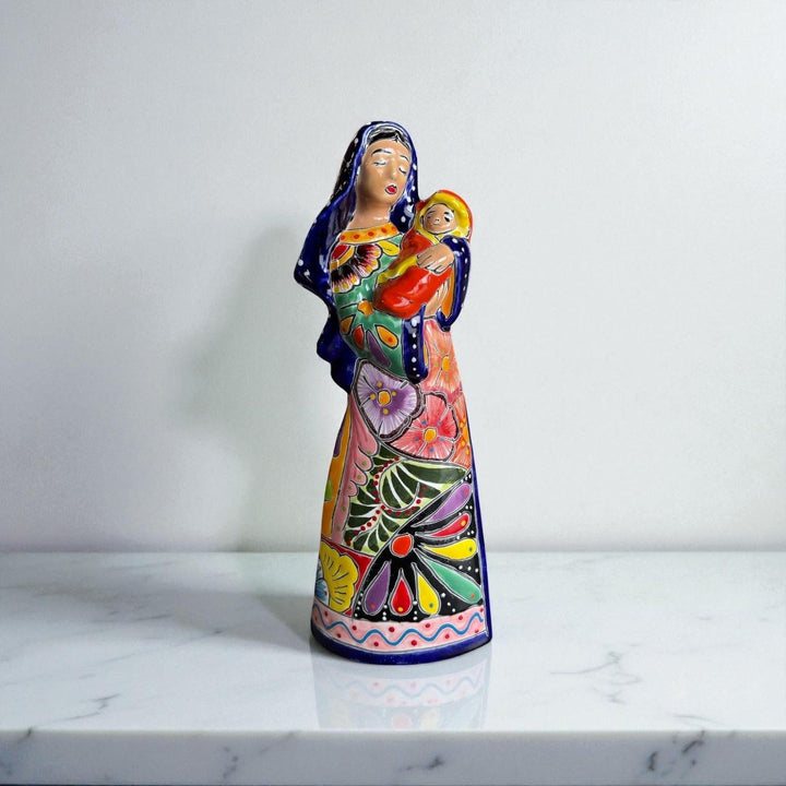 Hand Painted Mexican Talavera Mary Joseph Vibrant Christmas Figures