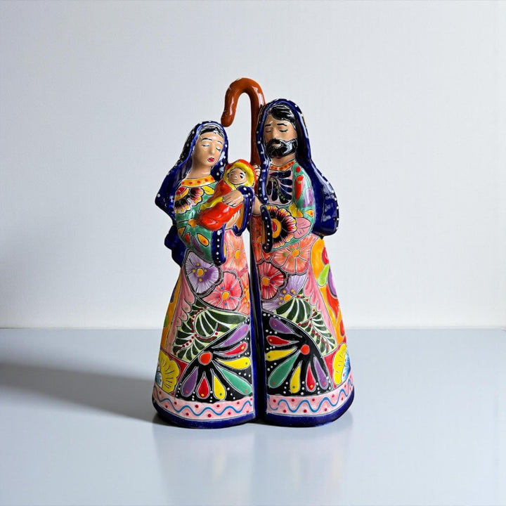 Hand Painted Mexican Talavera Mary Joseph Vibrant Christmas Figures