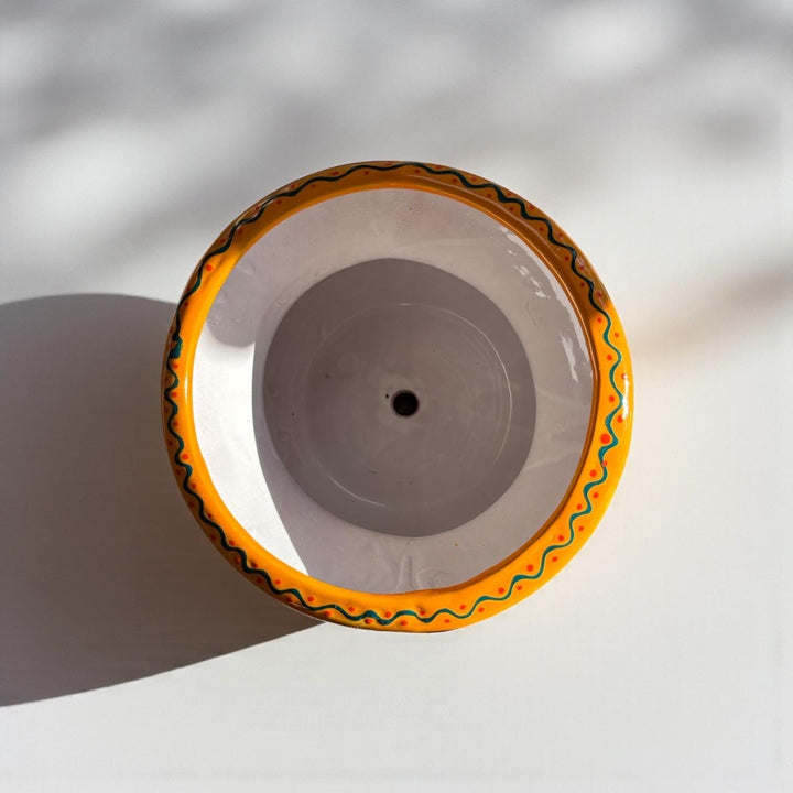 Handpainted Mexican Talavera Cactus Hummingbird Black Planter Pot with Handles – Free Shipping (Contiguous U.S)