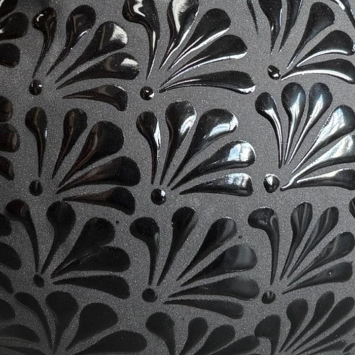 Hand Painted Mexican Black Clay and Black Cauldron Handle Planter Pot – Free Shipping (Contiguous U.S. Only)