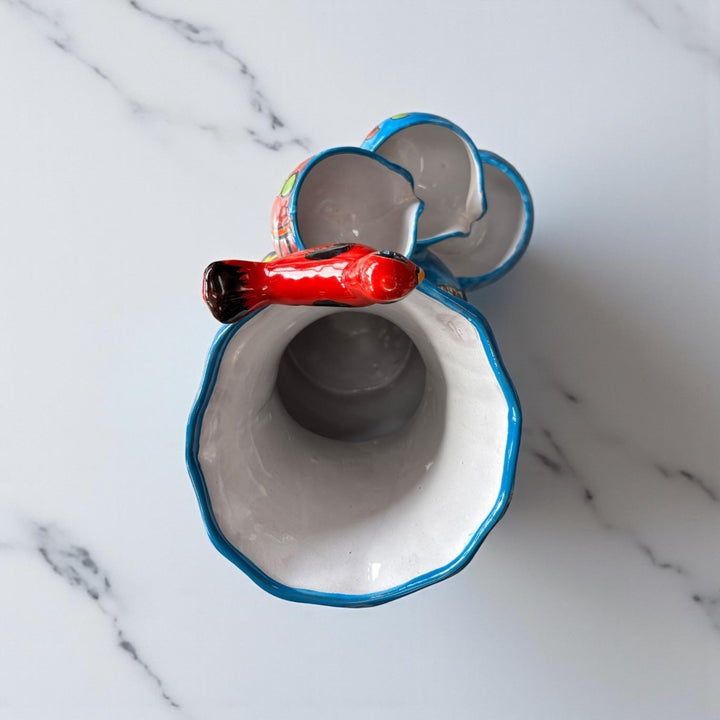 Vibrant Hand Painted Talavera Tabletop Tier Water Fountain, Light Blue – Free Shipping (Contiguous U.S. Only)