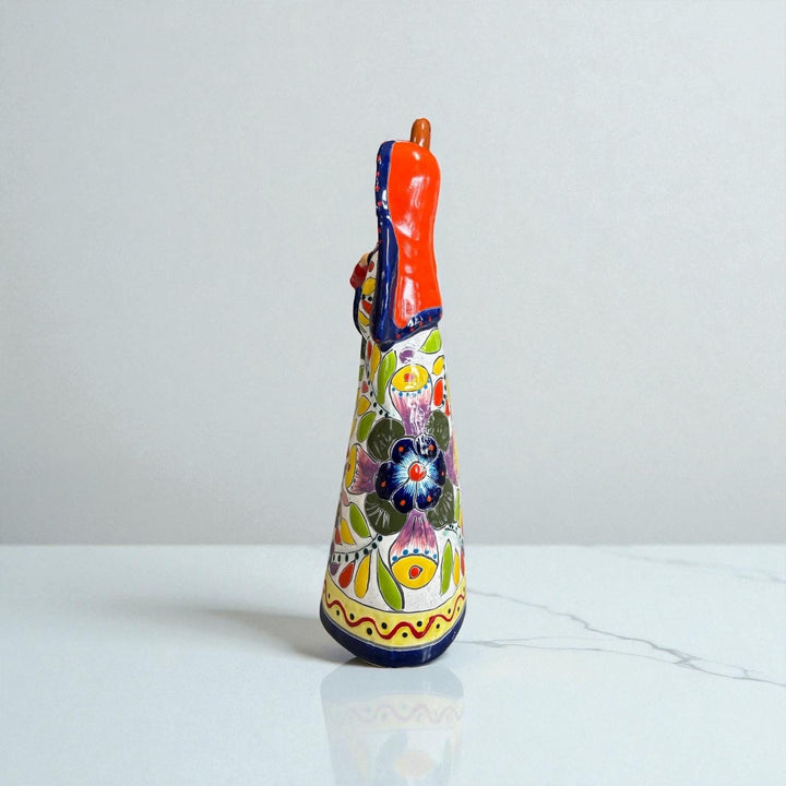 Beautiful Hand Painted Mexican Talavera 2-Piece Nativity Set, Dark Blue & Orange